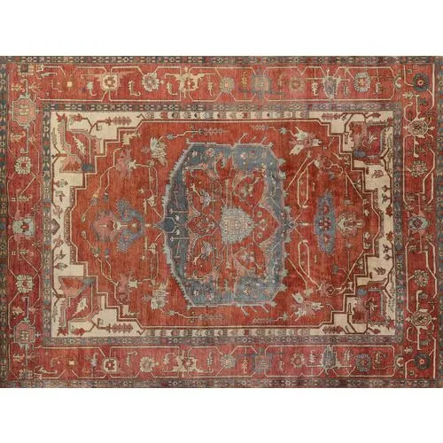 Antique Weave Serapi hand-knotted Rug - Rust/Ivory - Exquisite Rugs - Red - Red