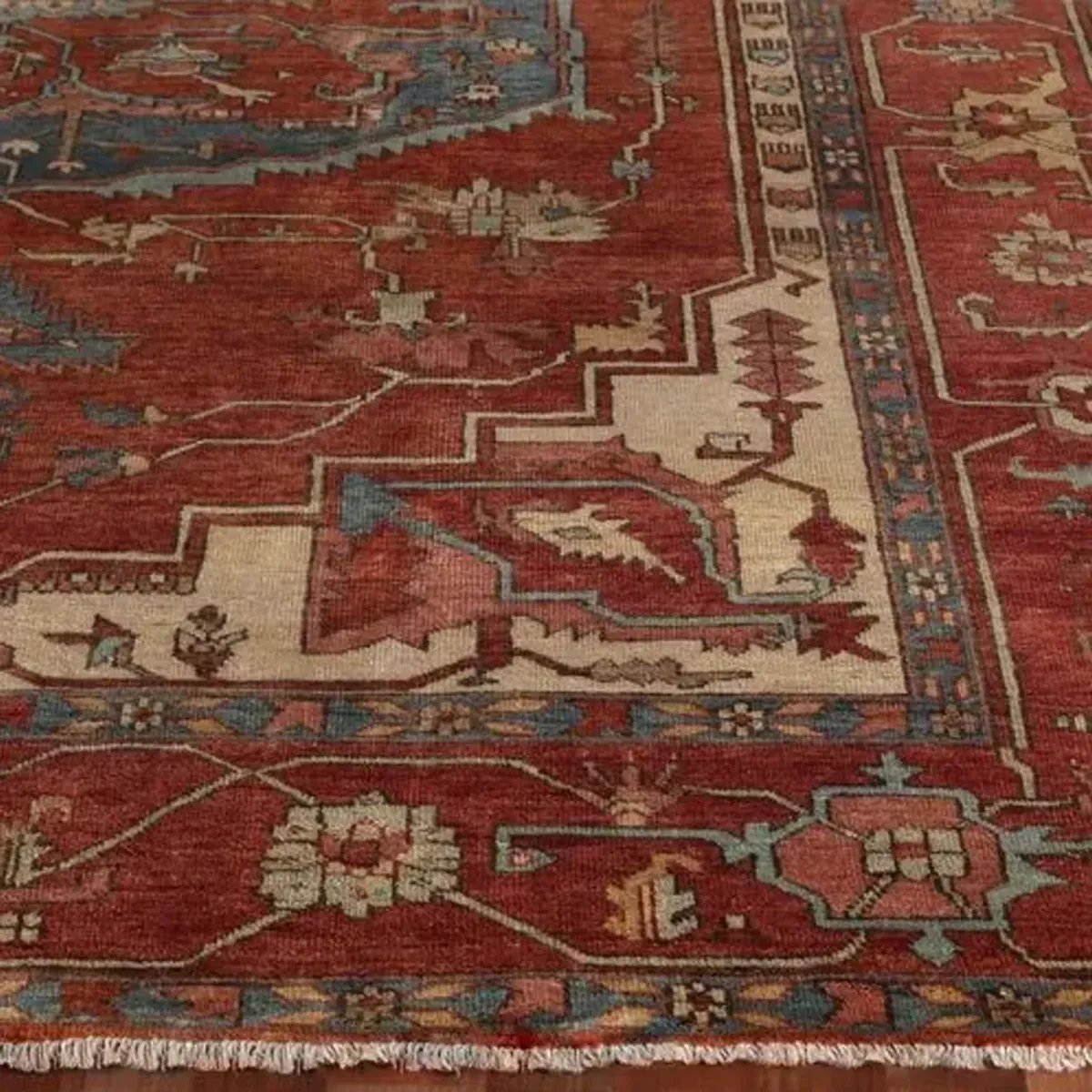 Antique Weave Serapi hand-knotted Rug - Rust/Ivory - Exquisite Rugs - Red - Red