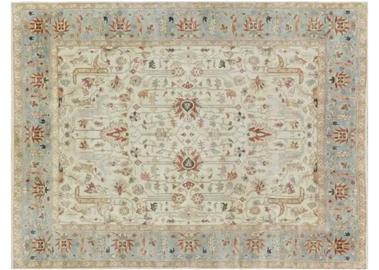 Antique Weave Serapi hand-knotted Rug - Ivory/Blue - Exquisite Rugs - Ivory