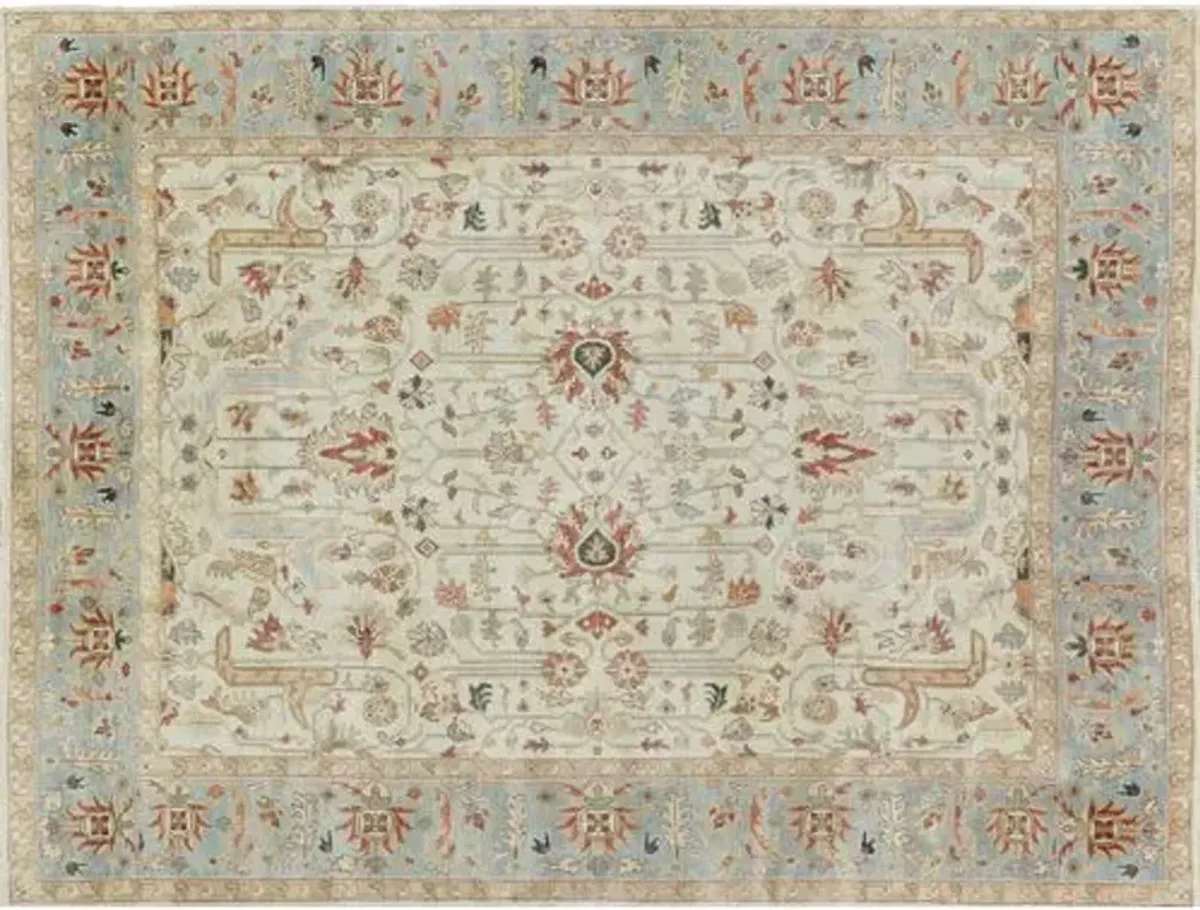 Antique Weave Serapi hand-knotted Rug - Ivory/Blue - Exquisite Rugs - Ivory