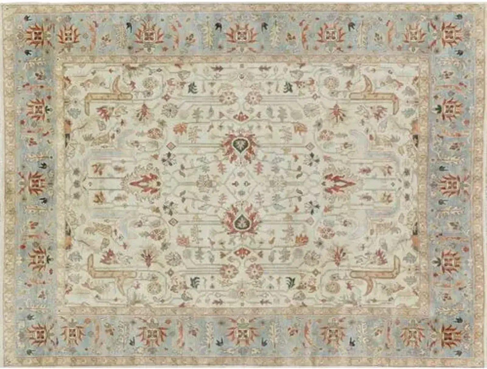 Antique Weave Serapi hand-knotted Rug - Ivory/Blue - Exquisite Rugs - Ivory