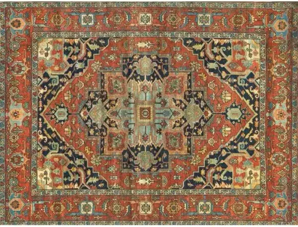 Antique Weave Serapi hand-knotted Rug - Rust/Navy - Exquisite Rugs - Red - Red