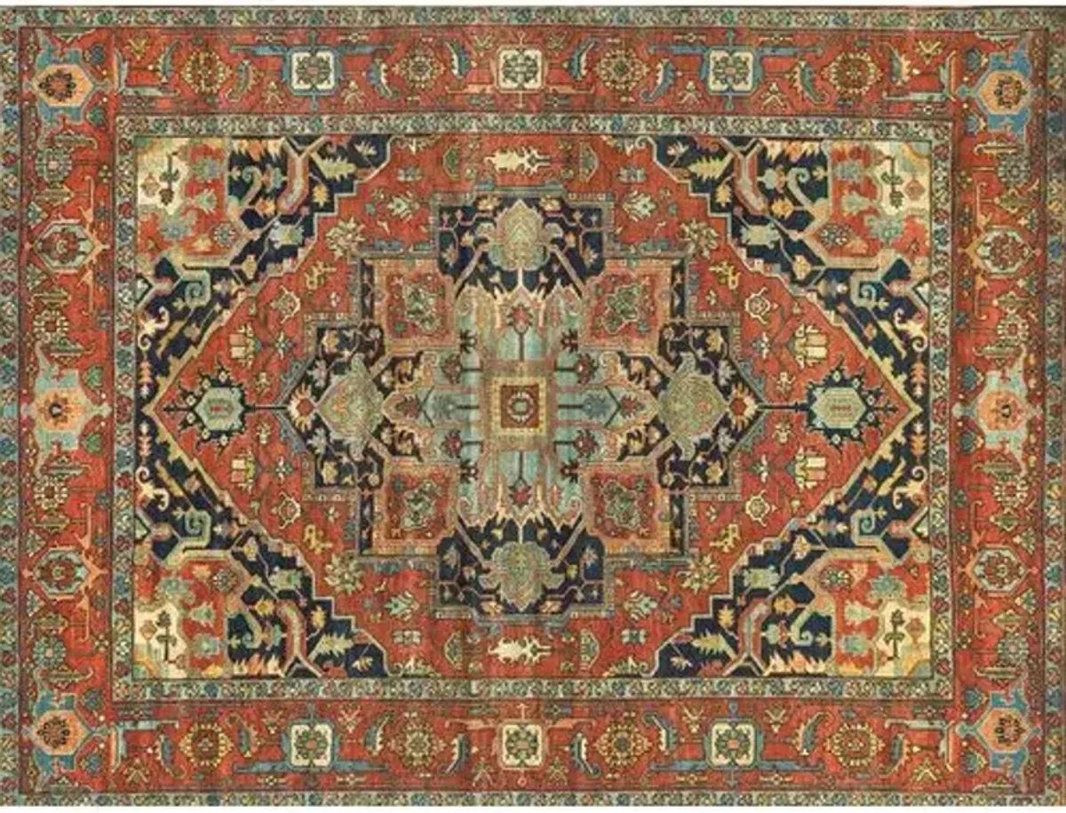 Antique Weave Serapi hand-knotted Rug - Rust/Navy - Exquisite Rugs - Red - Red