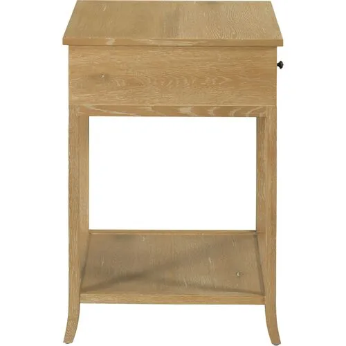 Sincerity Oak Bedside Table - Limewash - Lauren Liess - Beige