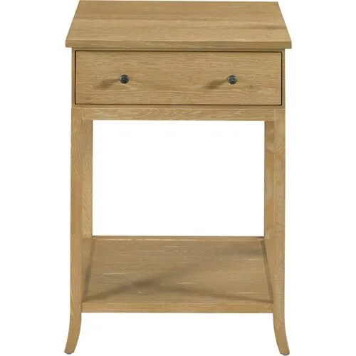 Sincerity Oak Bedside Table - Limewash - Lauren Liess - Beige