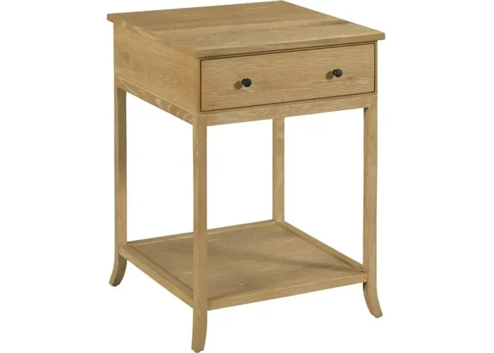 Sincerity Oak Bedside Table - Limewash - Lauren Liess - Beige