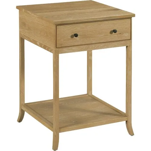 Sincerity Oak Bedside Table - Limewash - Lauren Liess - Beige