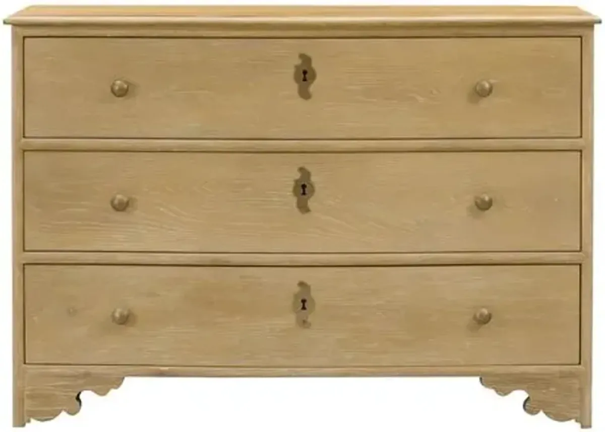 Province 3-Drawer Oak Chest - Limewash/Brass - Lauren Liess
