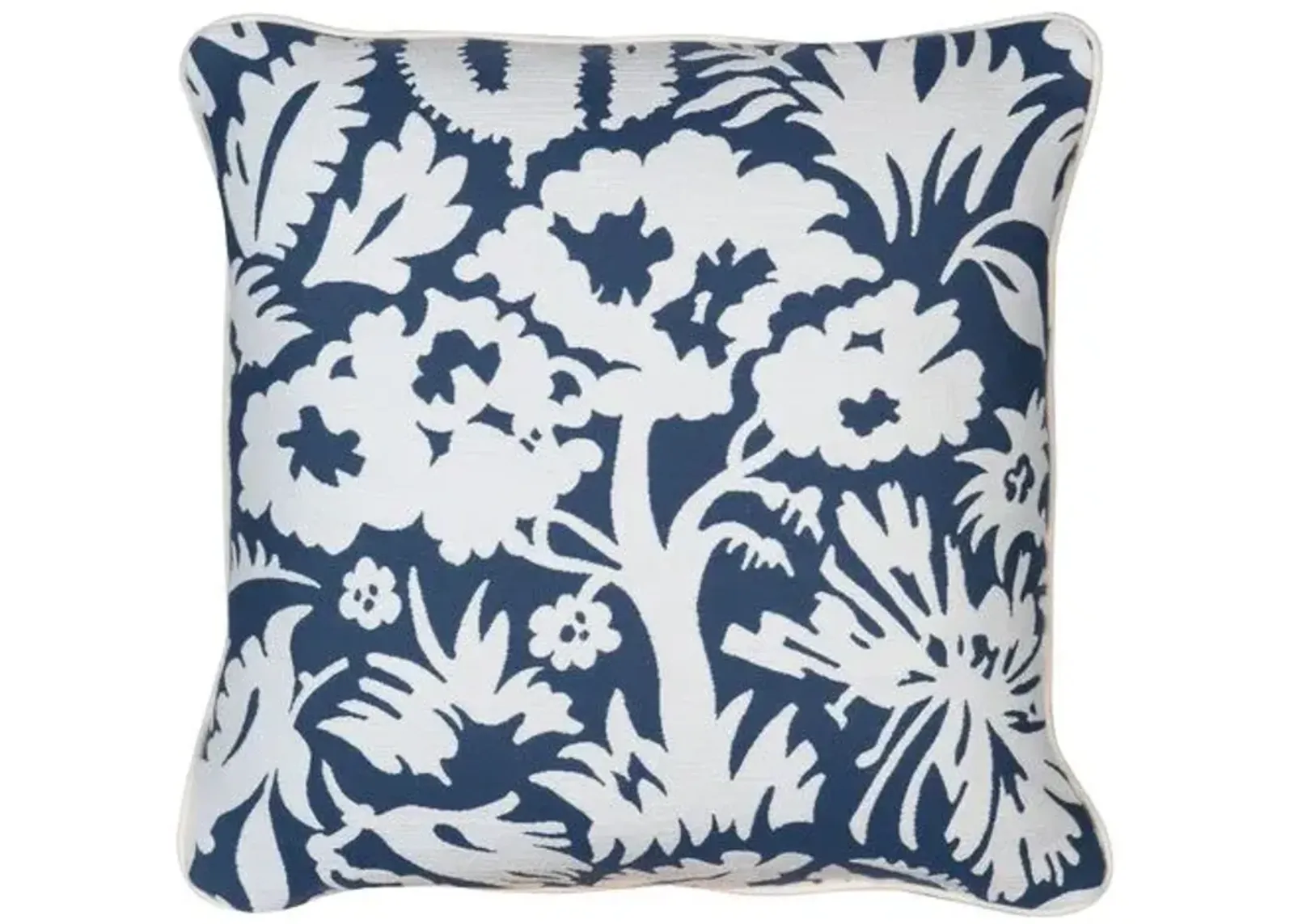 Farah Outdoor Pillow - Navy/White