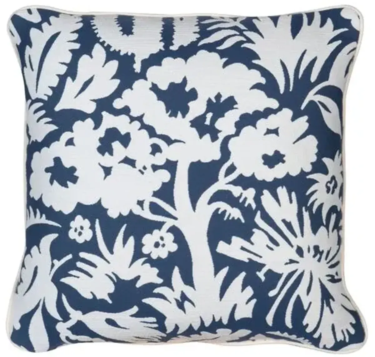 Farah Outdoor Pillow - Navy/White