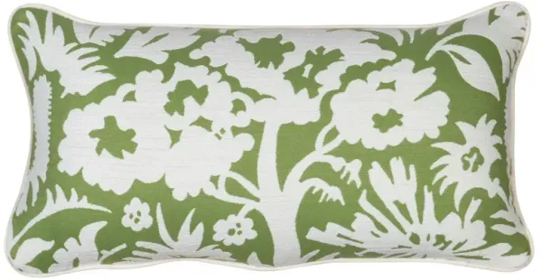 Farah 12"x23" Outdoor Lumbar Pillow, Green/White