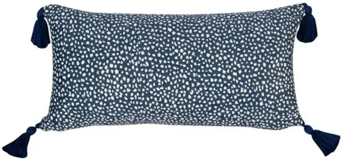 Nora 12"x23" Outdoor Lumbar Pillow - Blue/White