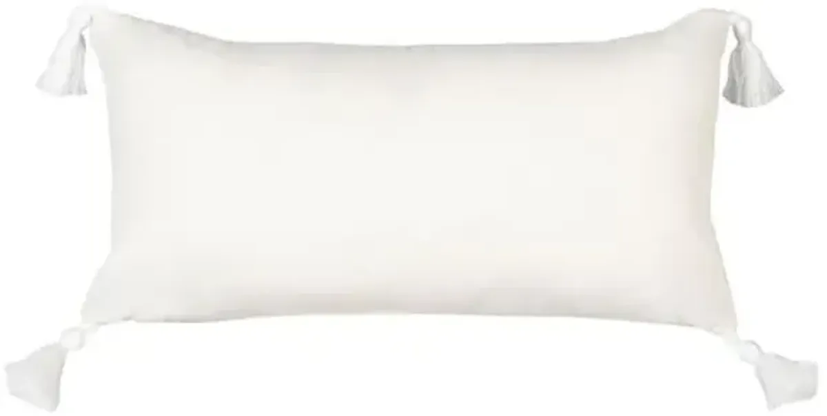 Nora 12"x23" Outdoor Lumbar Pillow - Aqua/White