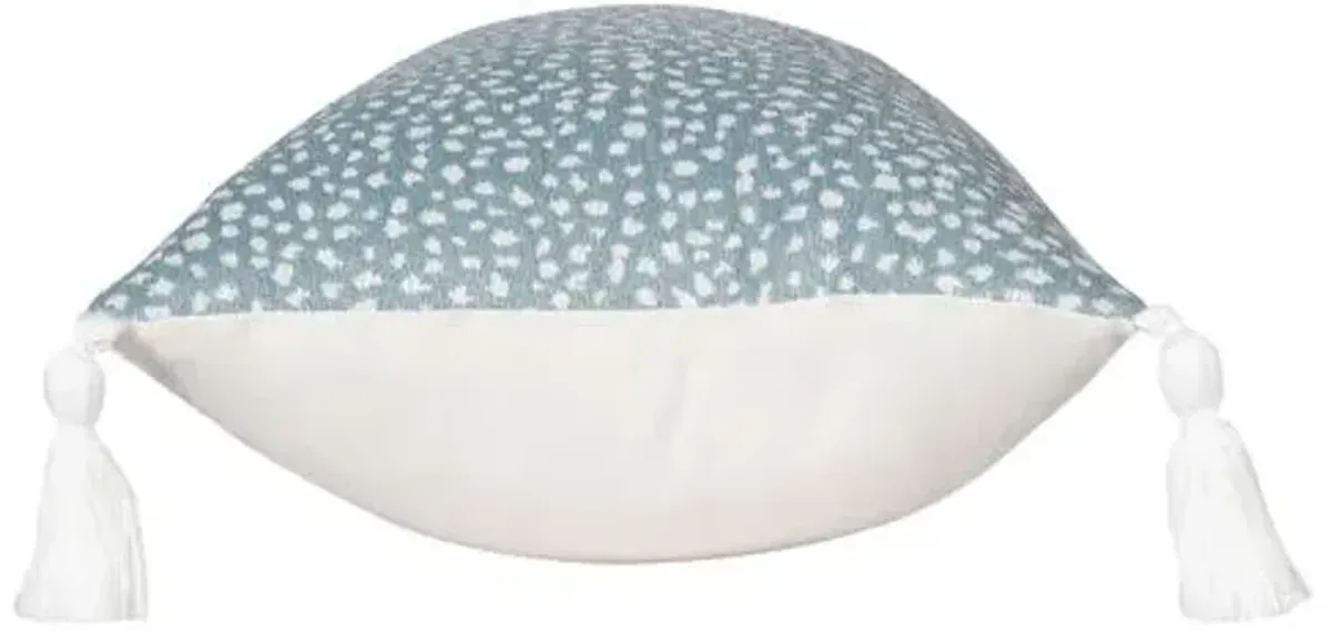 Nora 12"x23" Outdoor Lumbar Pillow - Aqua/White