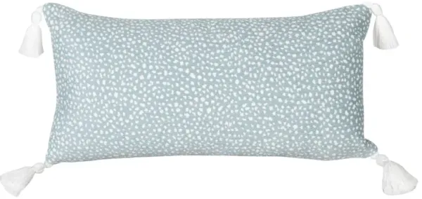 Nora 12"x23" Outdoor Lumbar Pillow, Aqua/White