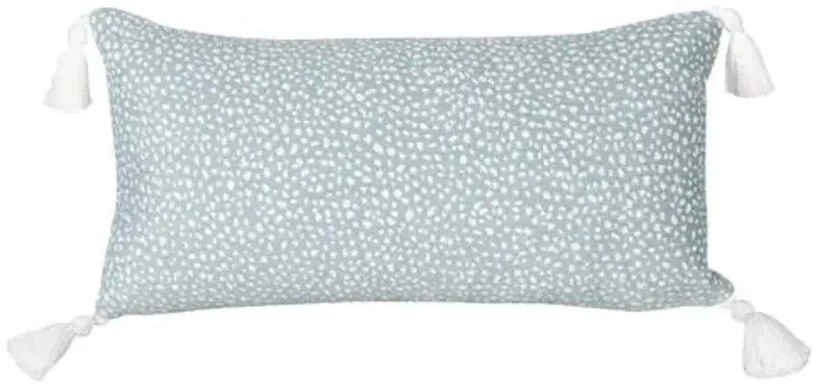 Nora 12"x23" Outdoor Lumbar Pillow - Aqua/White