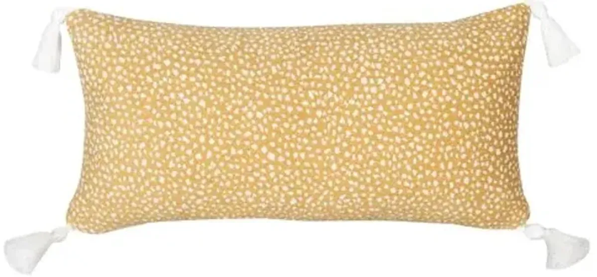 Nora 12"x23" Outdoor Lumbar Pillow - Yellow/White