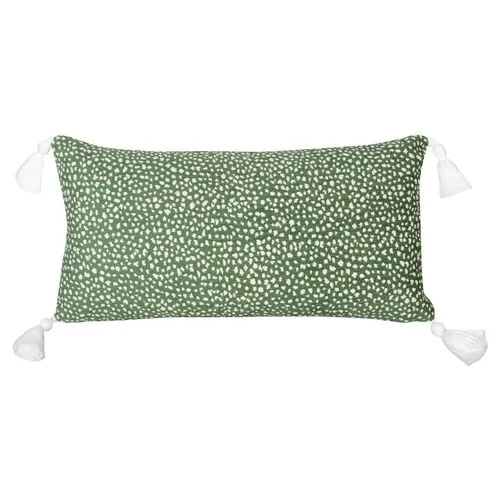 Nora 12"x23" Outdoor Lumbar Pillow - Green/White