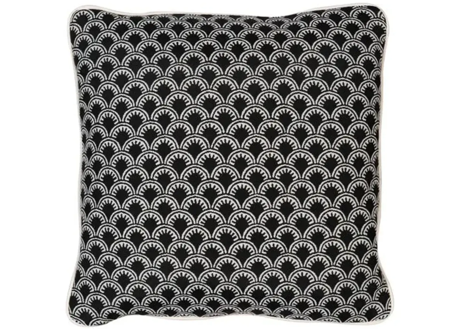 Scallop Outdoor Pillow - Black/White