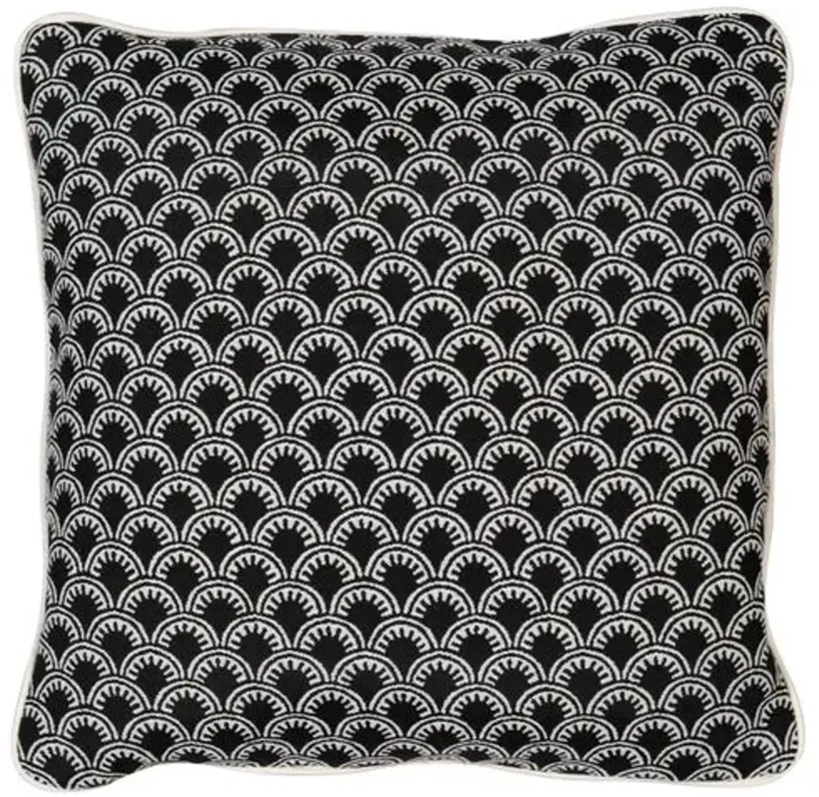 Scallop Outdoor Pillow - Black/White