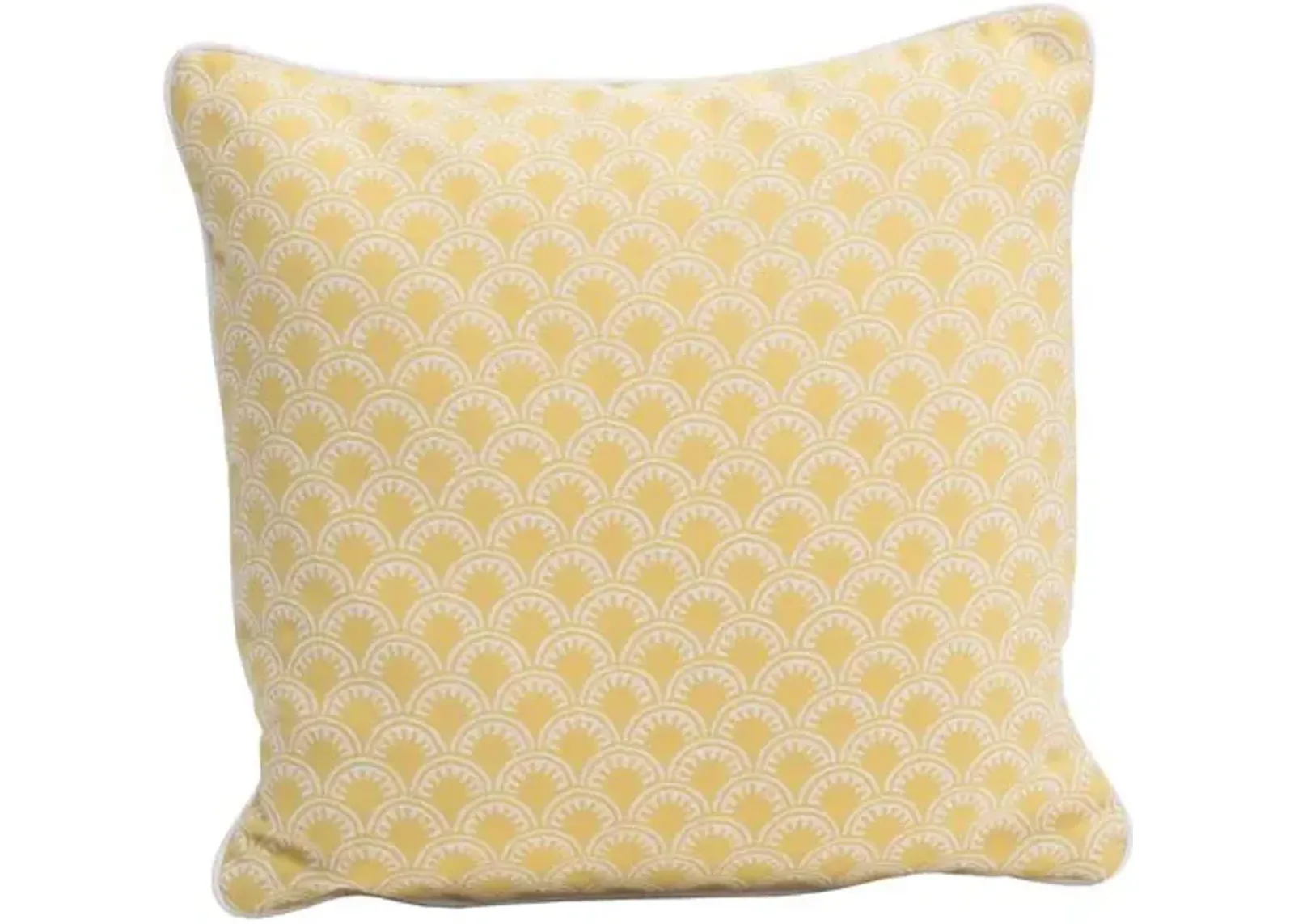 Scallop Outdoor Pillow - Yellow/White