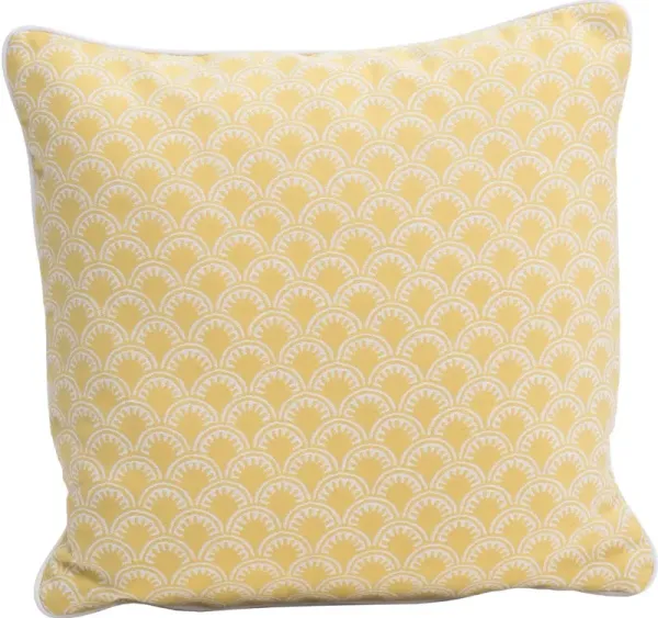 Scallop Outdoor Pillow, Yellow/White