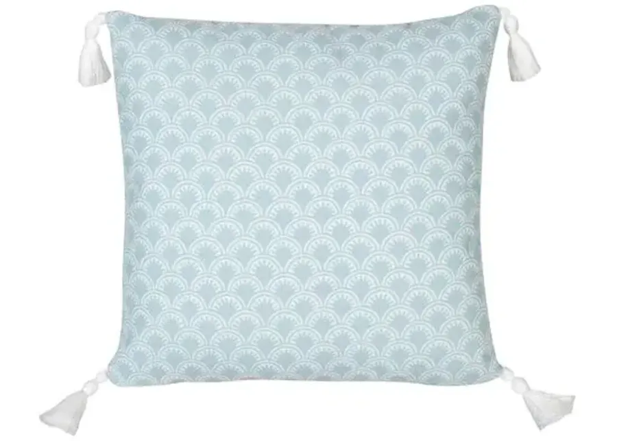 Scallop Outdoor Pillow - Aqua