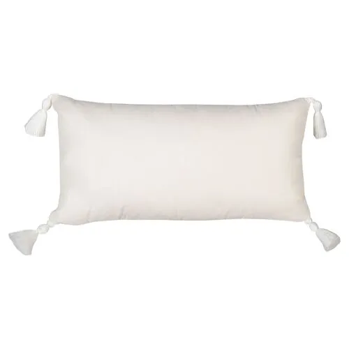 Scallop Tassel Outdoor Lumbar Pillow - Black/White