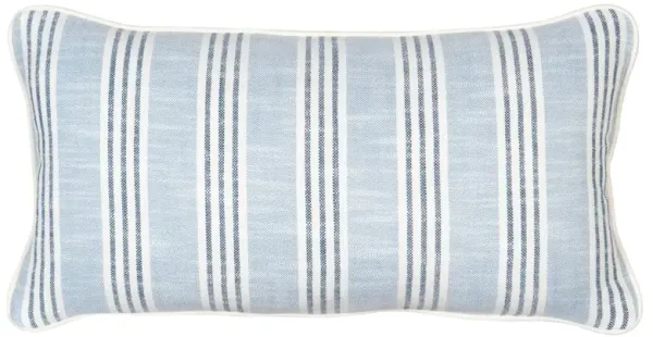 Quogue 23"x12" Outdoor Lumbar Pillow, Aqua/Navy