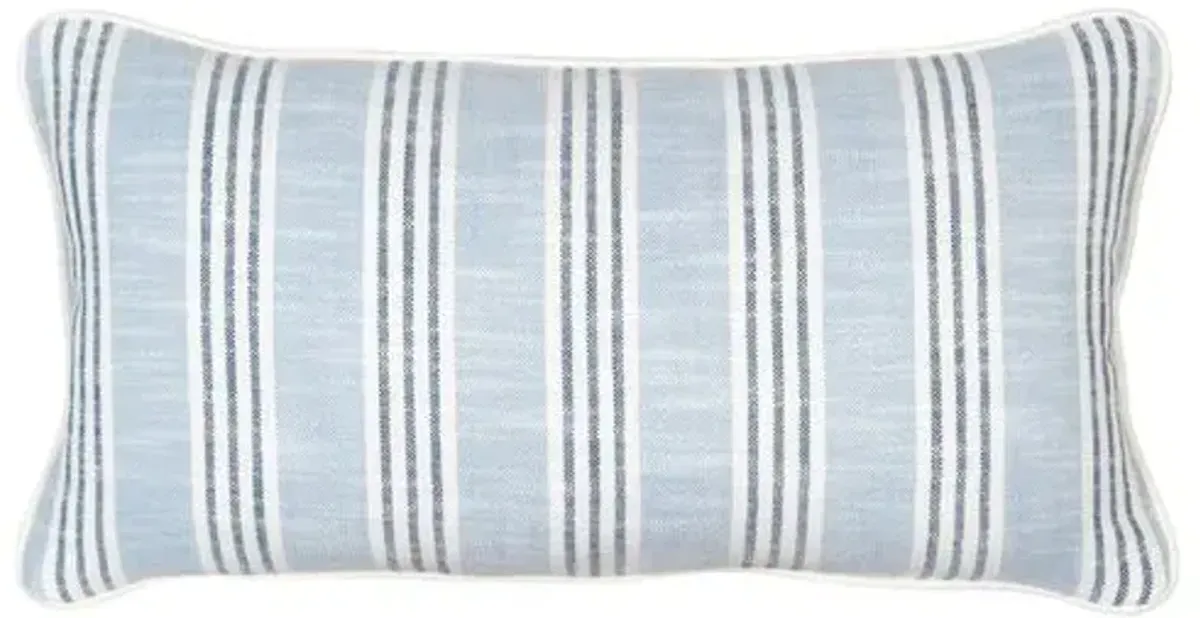 Quogue 23"x12" Outdoor Lumbar Pillow - Aqua/Navy