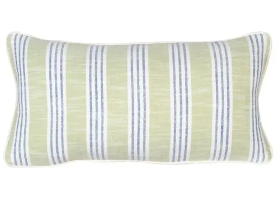 Quogue 23"x12" Outdoor Lumbar Pillow - Green/Blue