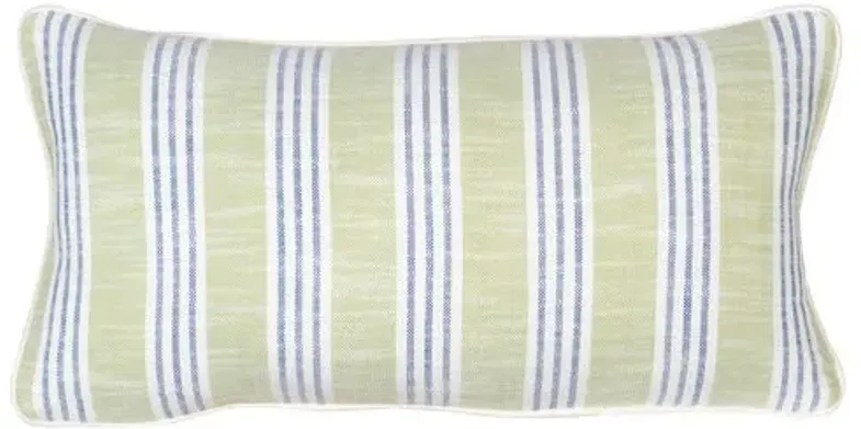 Quogue 23"x12" Outdoor Lumbar Pillow - Green/Blue