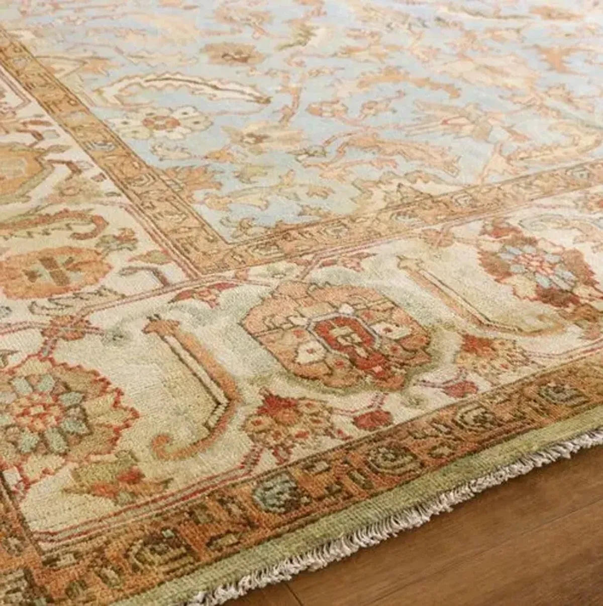 Antique Weave Serapi hand-knotted Rug - Blue/Ivory - Exquisite Rugs - Handcrafted - Beige - Beige