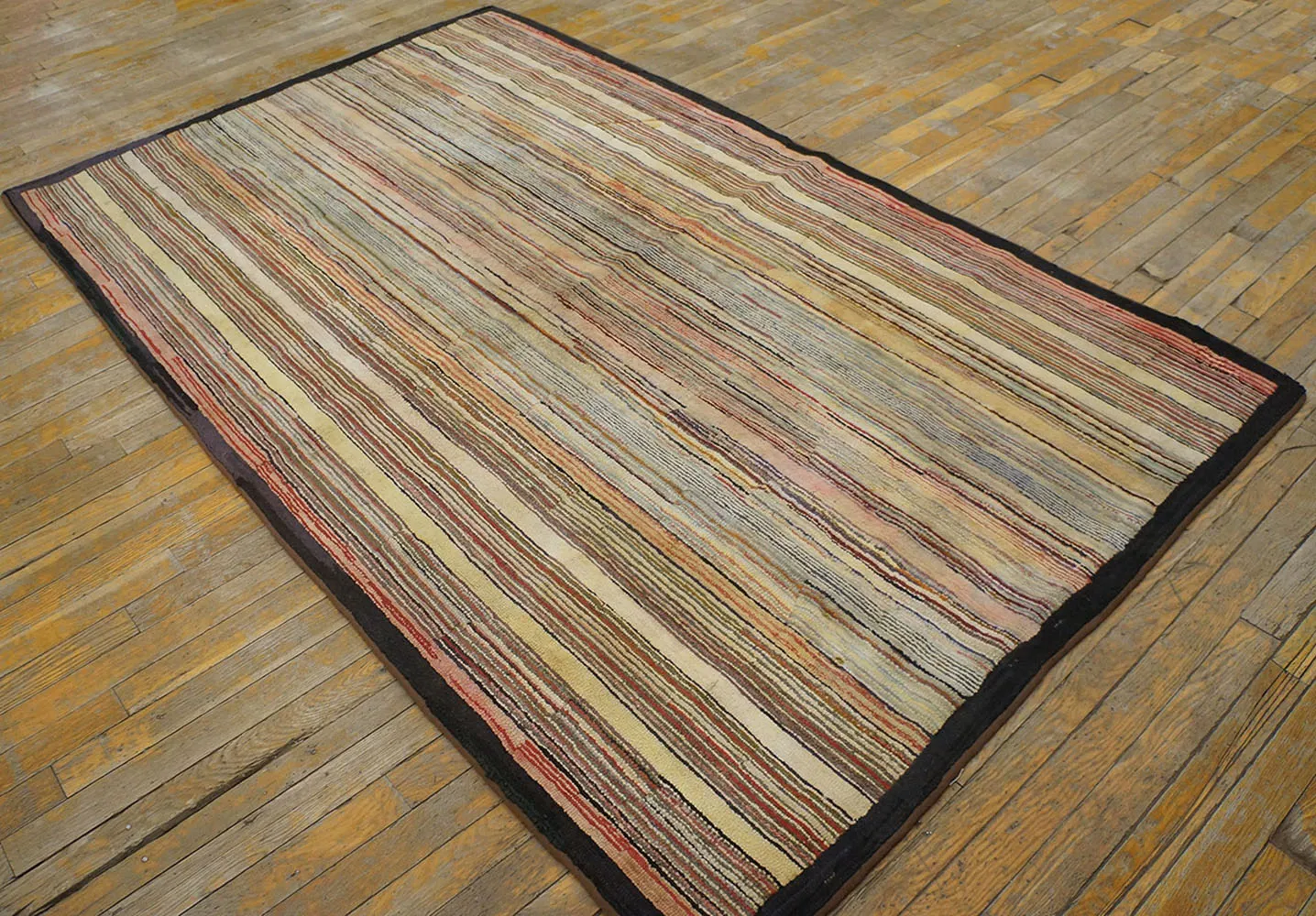 Antique American Hooked Rug 4'6''x7'4" - Brown - Brown