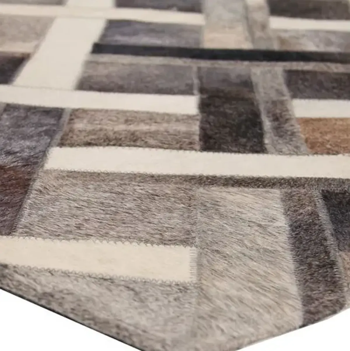 Natural Hide Cowhide hand-tufted Rug - Ivory/Gray - Exquisite Rugs - Handcrafted - Gray