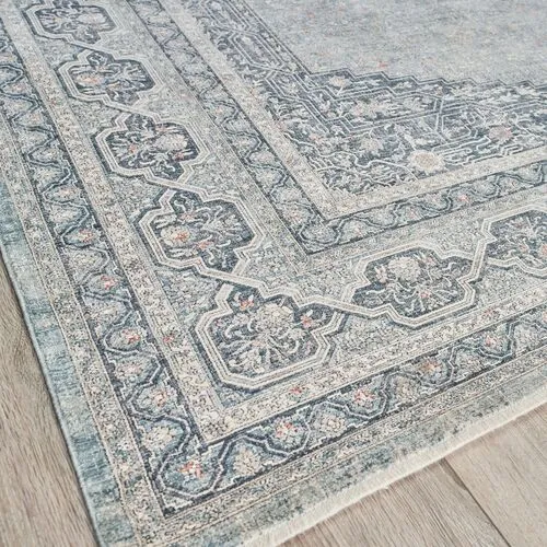 Heritage hand-broadloomed Rug - Light Blue/Rust - Exquisite Rugs - Blue