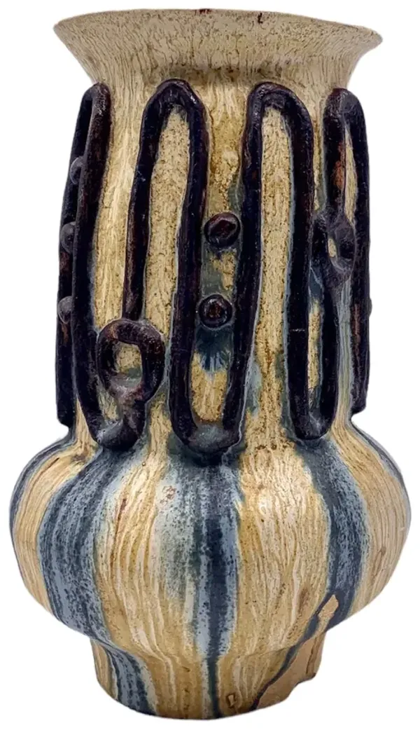 Midcentury Drip Glaze Pottery Vase