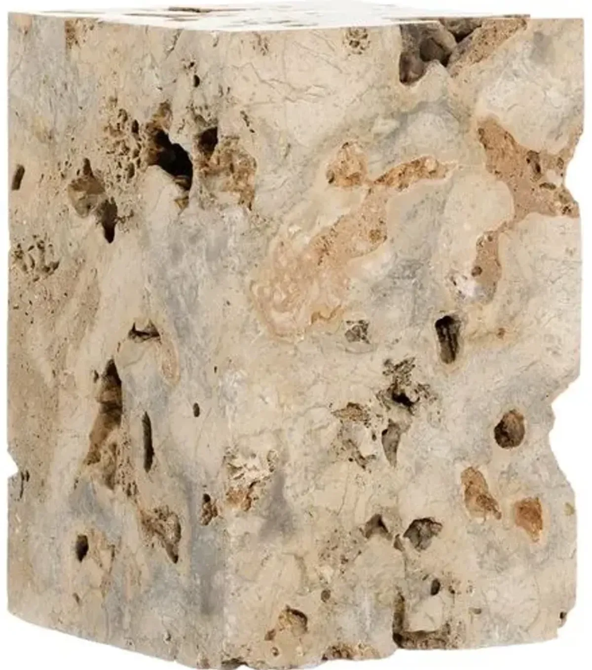 Mathis End Table - Travertine - Beige