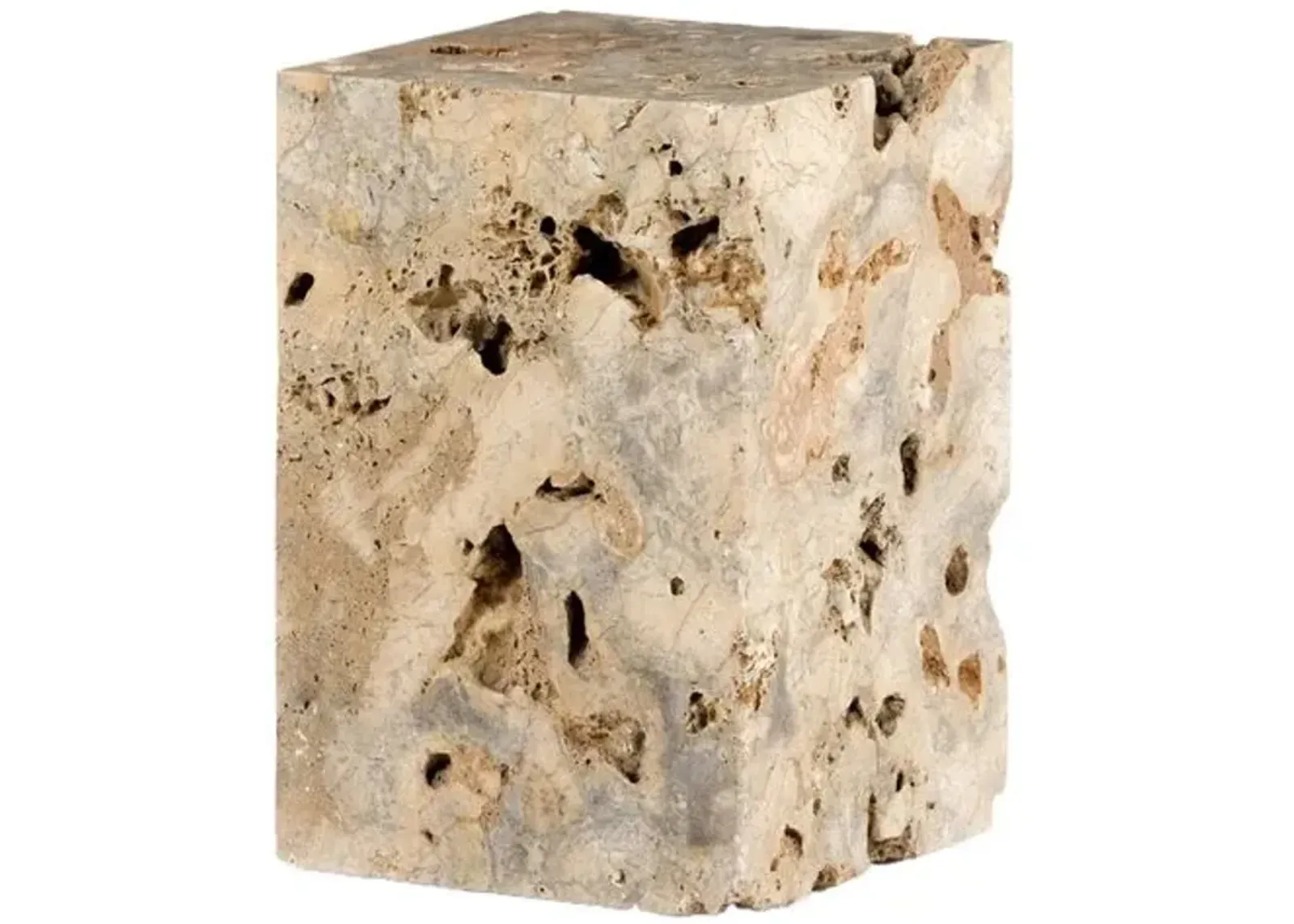 Mathis End Table - Travertine - Beige