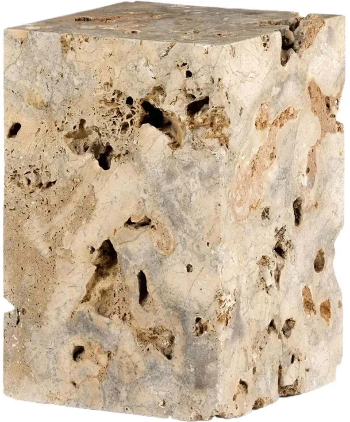 Mathis End Table, Travertine