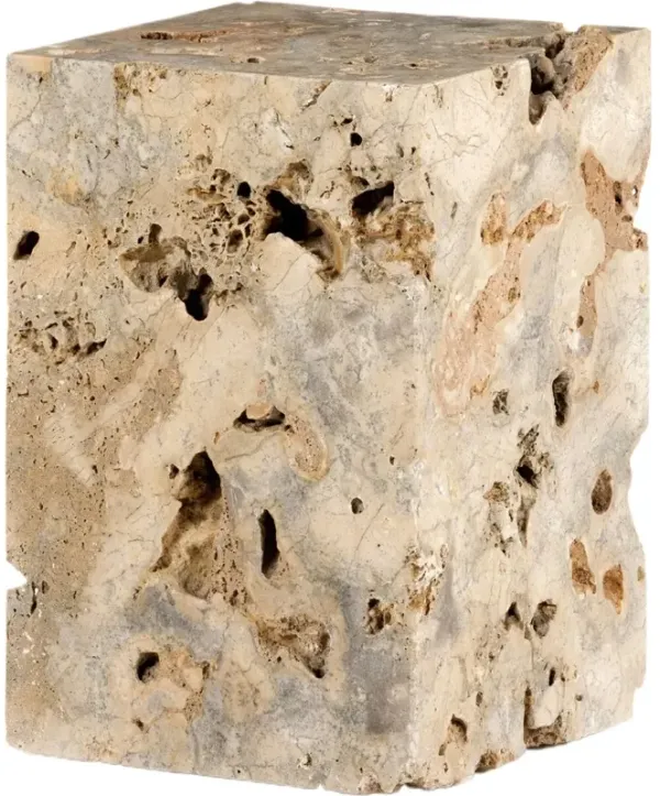 Mathis End Table, Travertine