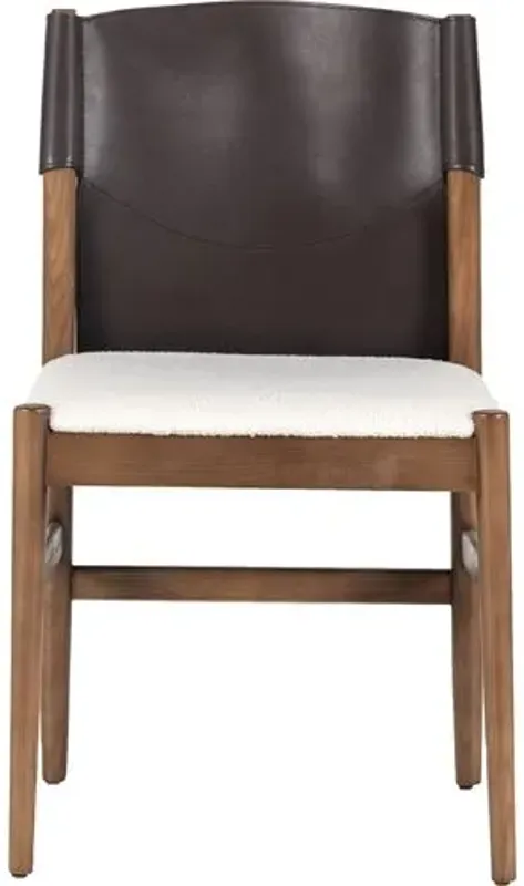 Peyton Leather Dining Chair - Espresso/Faux Shearling - Beige