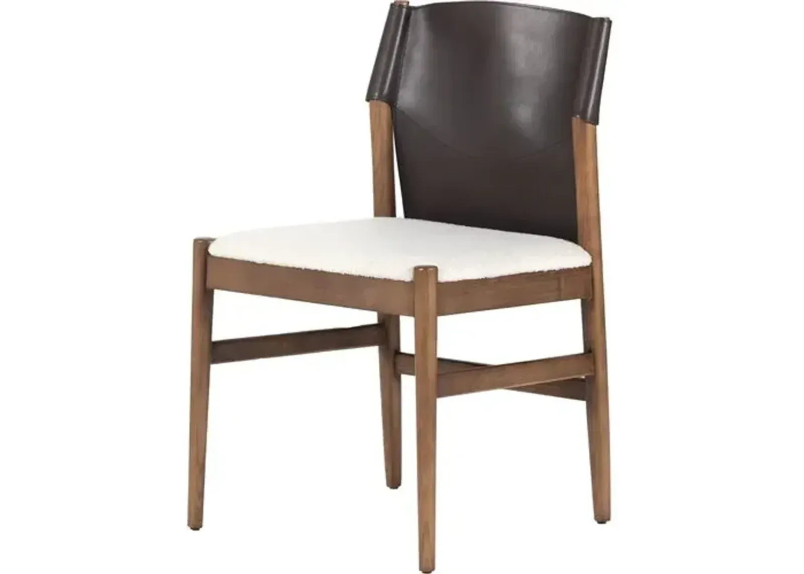 Peyton Leather Dining Chair - Espresso/Faux Shearling - Beige