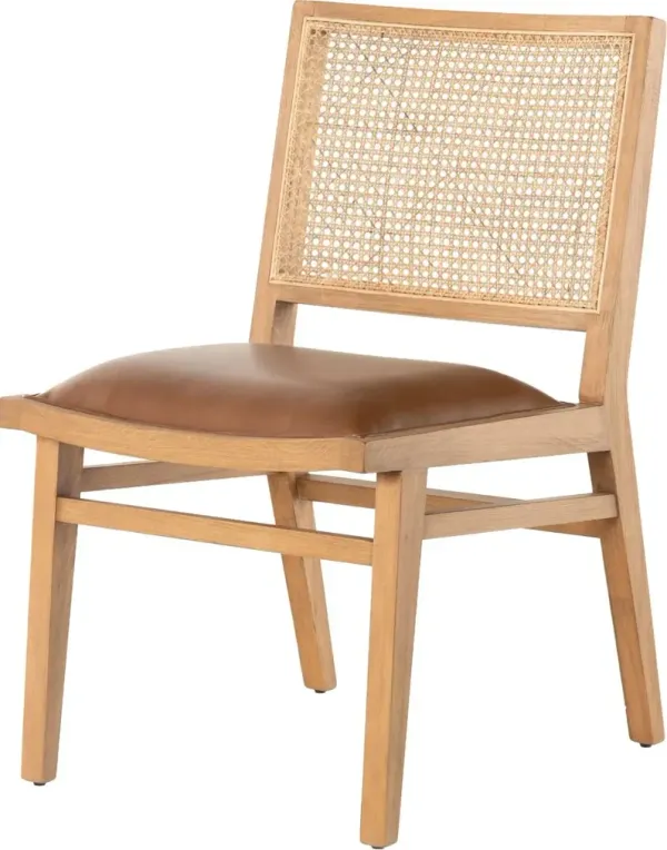 Louna Cane Dining Chair, Butterscotch Leather
