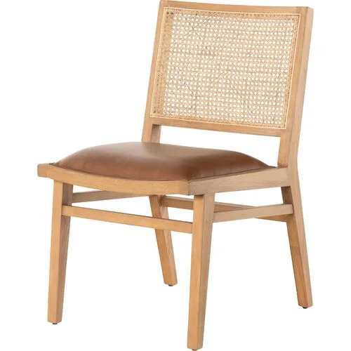 Louna Cane Dining Chair - Butterscotch Leather - Brown