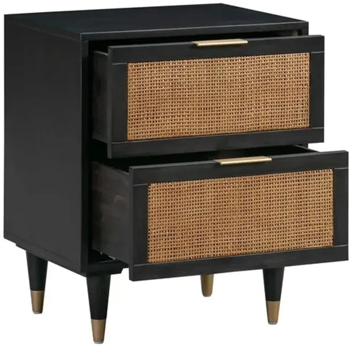 Wyatt Rattan Cane Nightstand - Black/Brown - Handcrafted