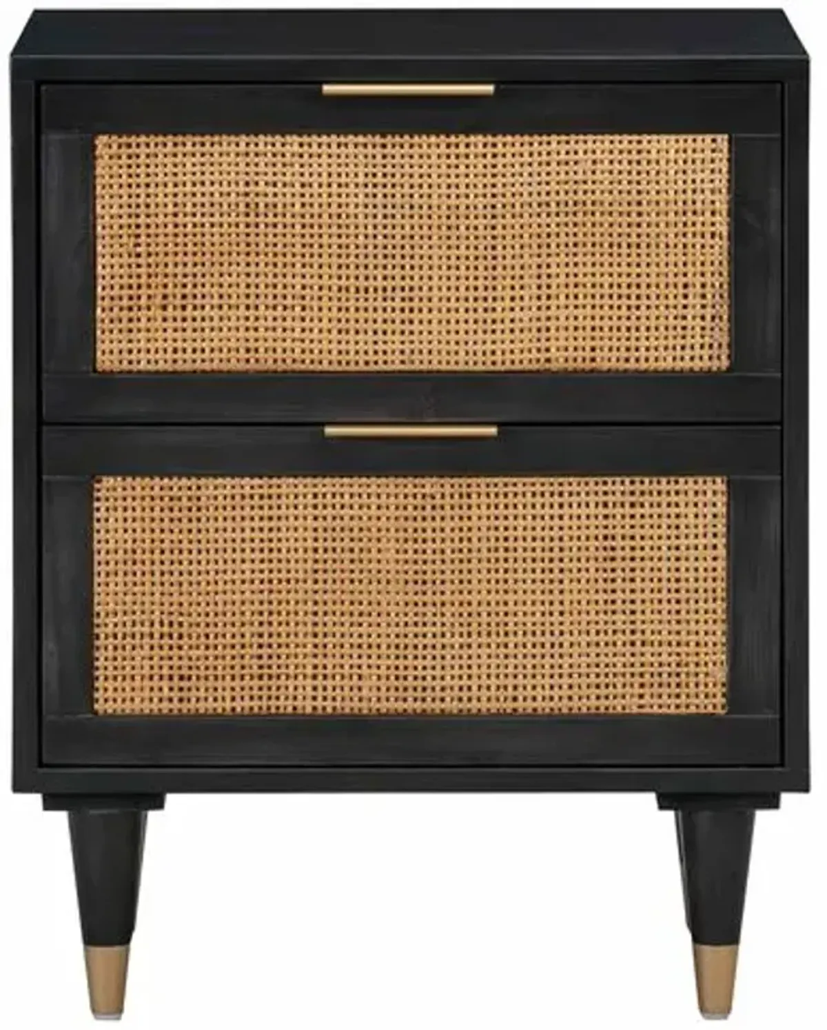 Wyatt Rattan Cane Nightstand - Black/Brown - Handcrafted