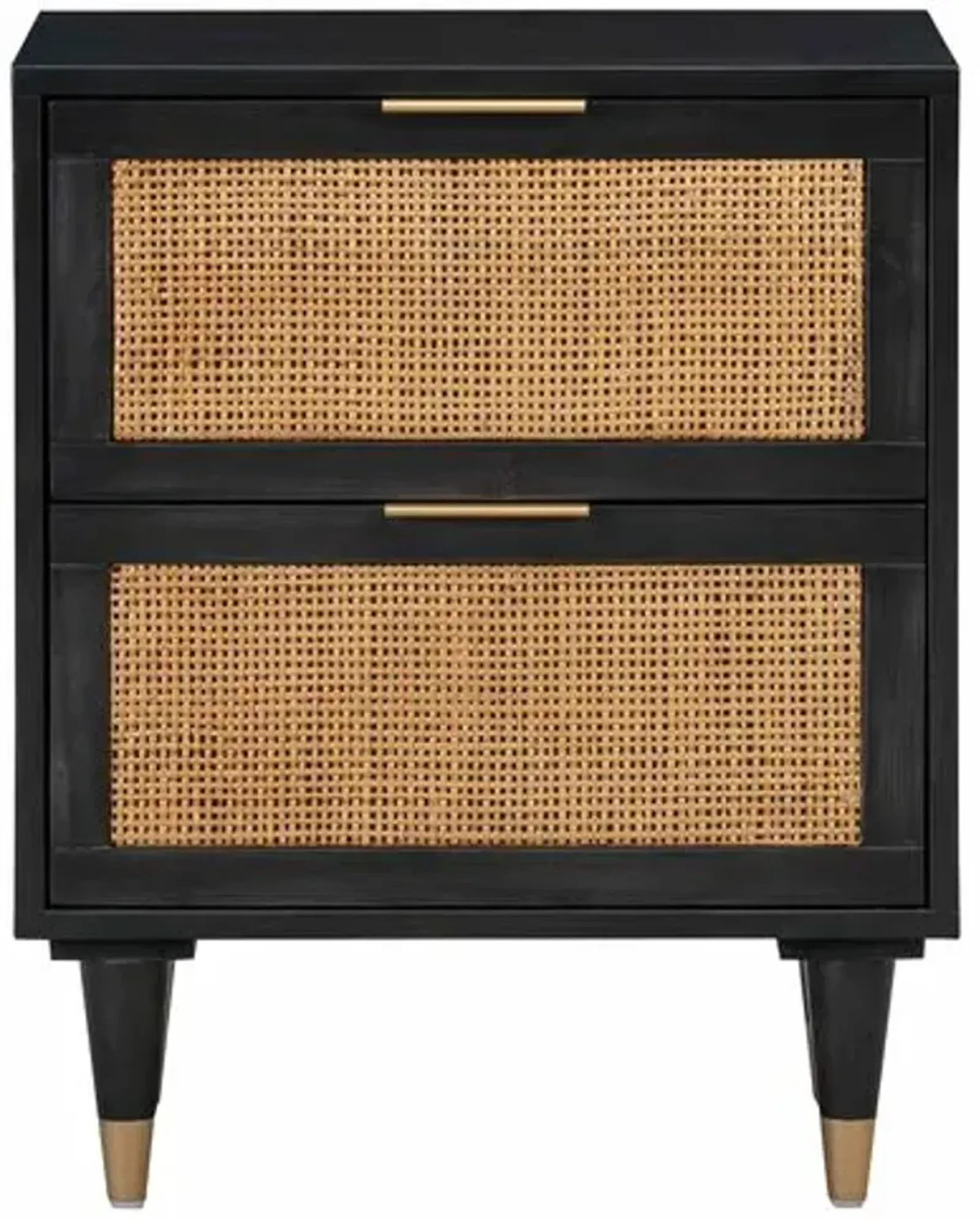 Wyatt Rattan Cane Nightstand - Black/Brown - Handcrafted