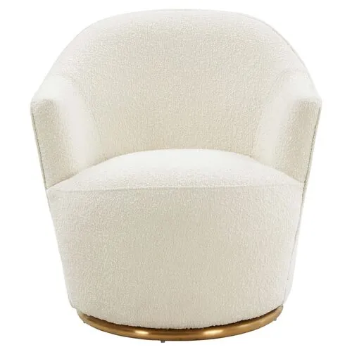 Dax Bouclé Swivel Chair - Cream