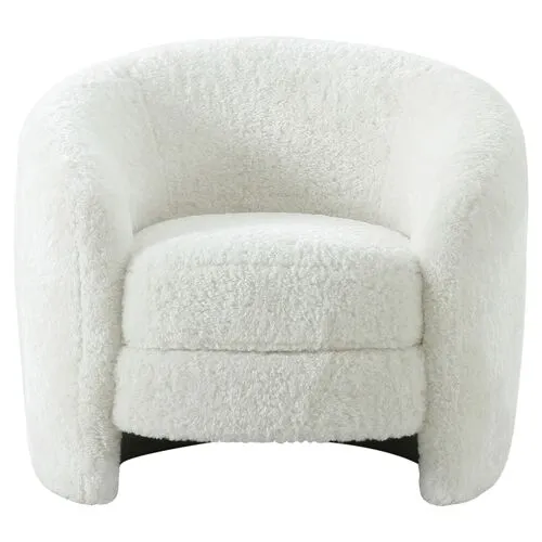 Sabrina Shearling Armchair - White - Handcrafted